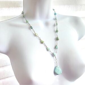 Wire-Wrapped Blue Natural Stone Dainty Necklace